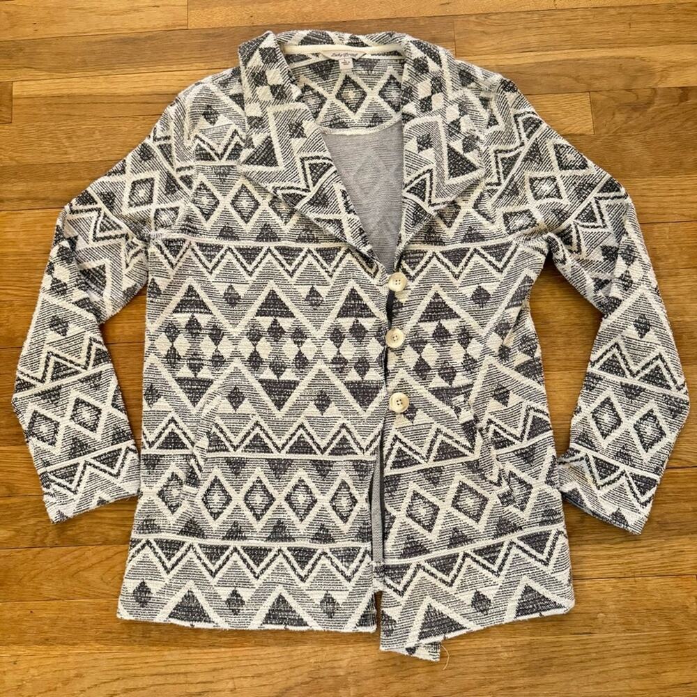Lucky Brand gray white geometric woven lightweight jacket size large L
b11